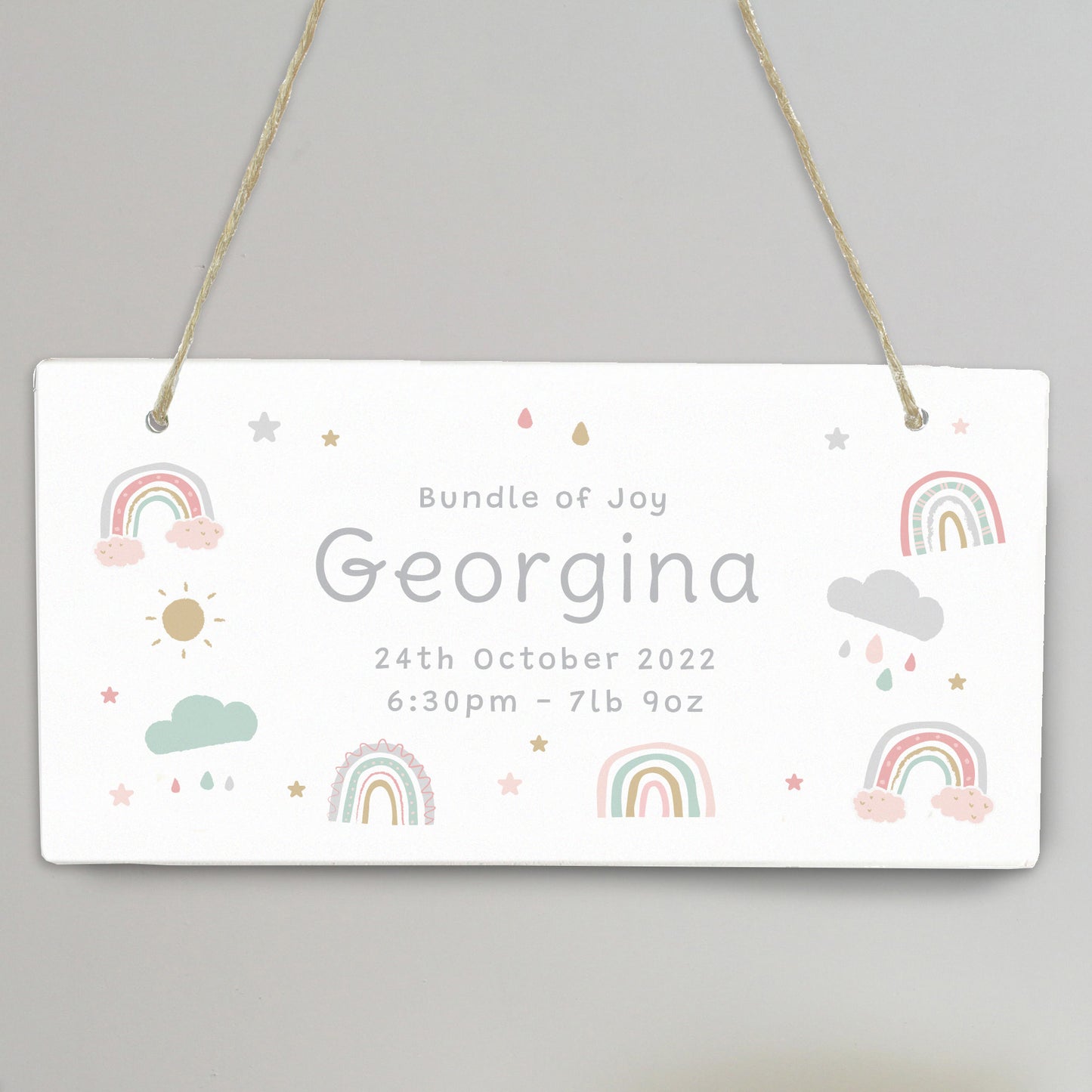 Personalised Pastel Rainbow Wooden Sign - image 7
