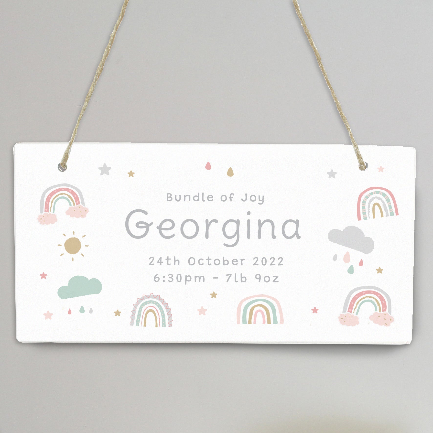 Personalised Pastel Rainbow Wooden Sign - image 7