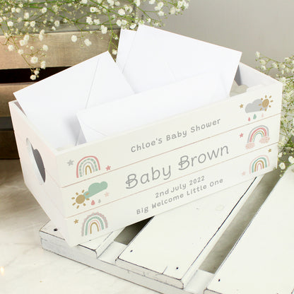 Personalised Pastel Rainbow White Wooden Crate - image 3