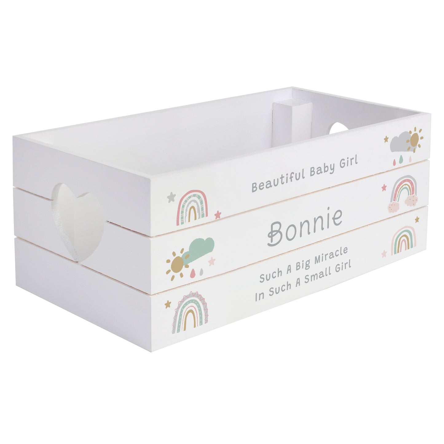 Personalised Pastel Rainbow White Wooden Crate - image 4