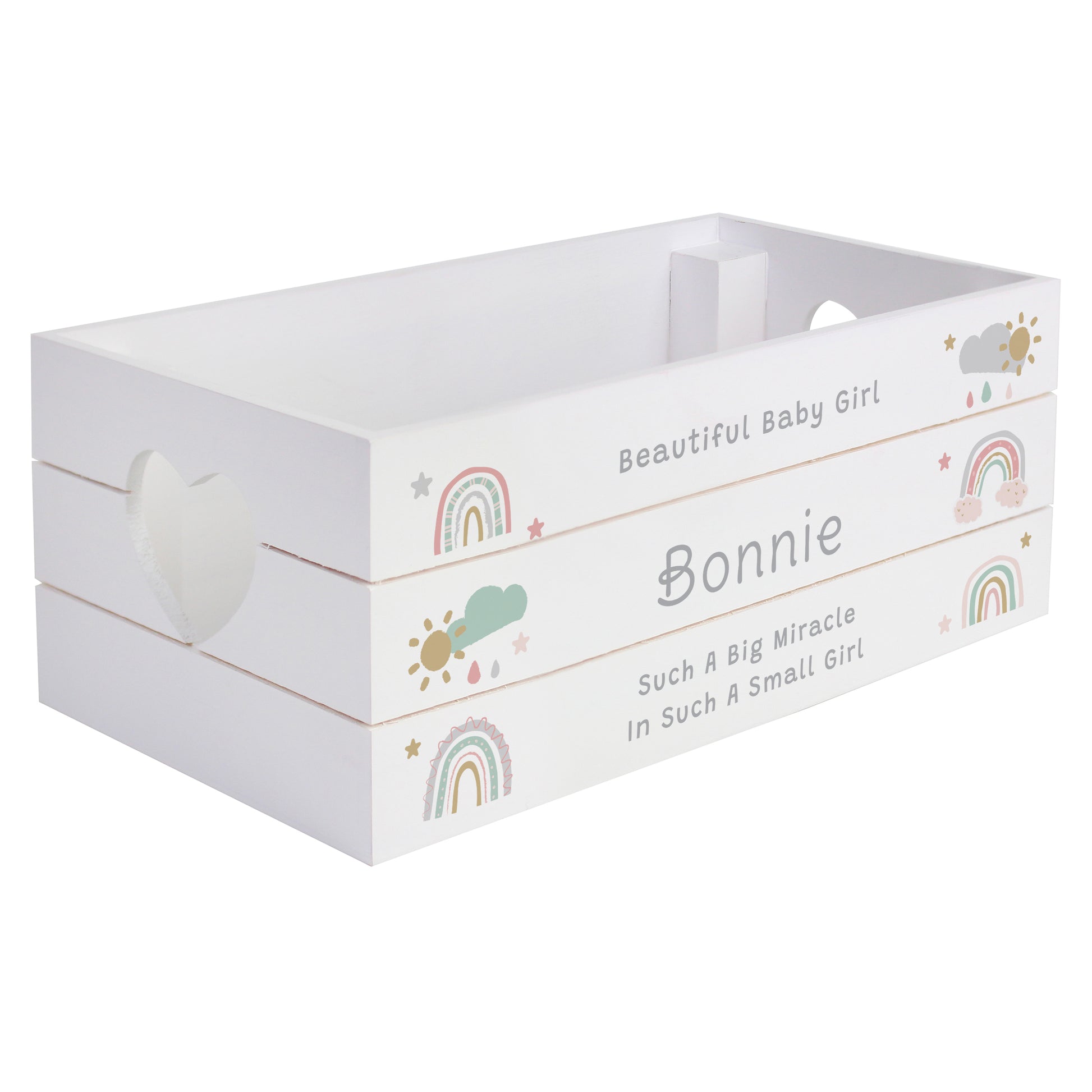 Personalised Pastel Rainbow White Wooden Crate - image 4