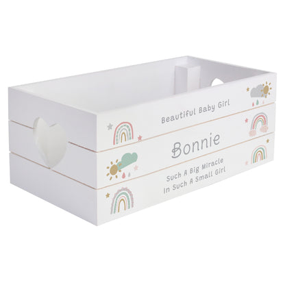 Personalised Pastel Rainbow White Wooden Crate - image 4