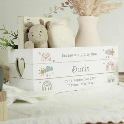 Personalised Pastel Rainbow White Wooden Crate - image 5