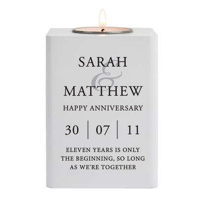 Personalised Couples White Wooden Tea light Holder - image 5