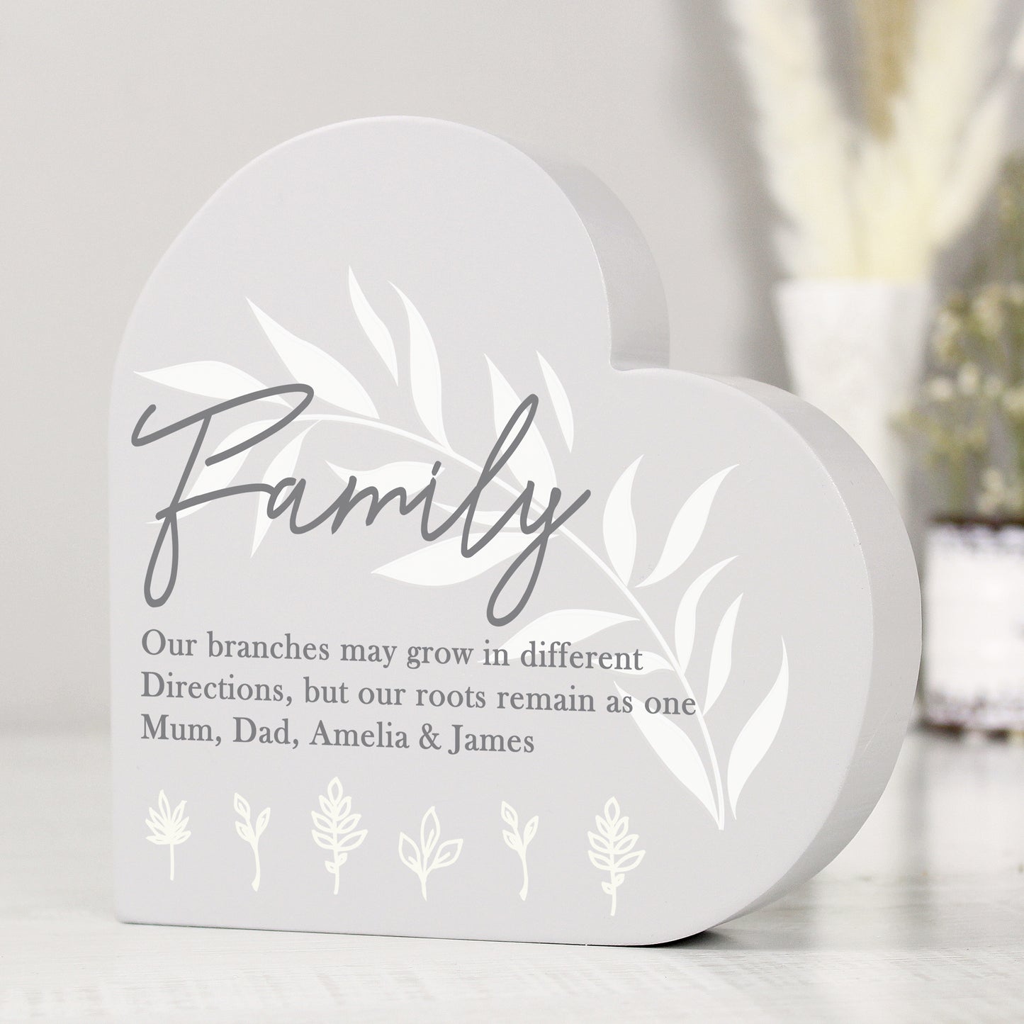 Personalised Leaf Decor Free Standing Heart Ornament from Heartfelt Gifts