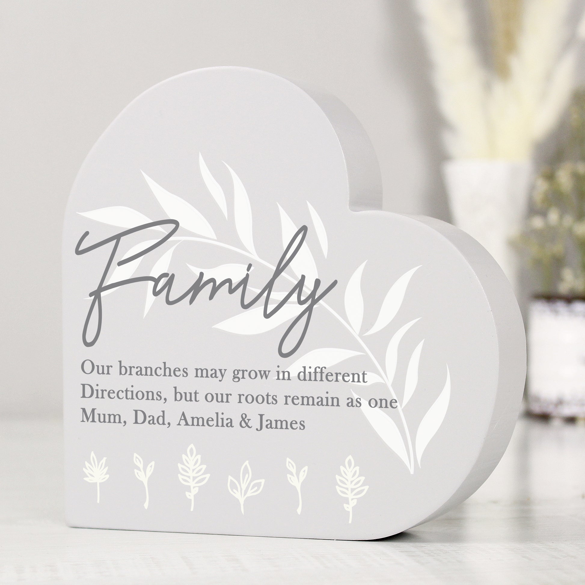 Personalised Leaf Decor Free Standing Heart Ornament from Heartfelt Gifts