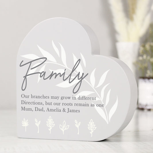 Personalised Leaf Decor Free Standing Heart Ornament from Heartfelt Gifts