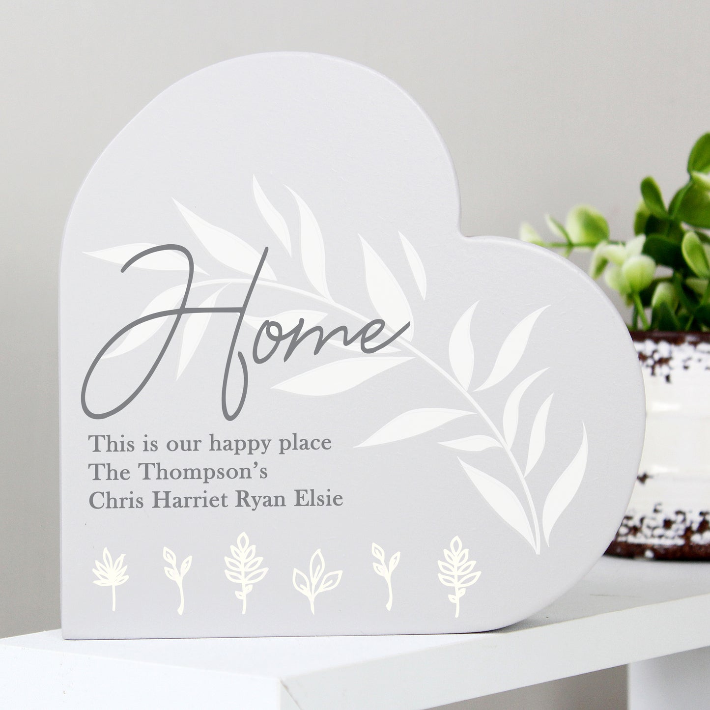 Personalised Leaf Decor Free Standing Heart Ornament - image 2