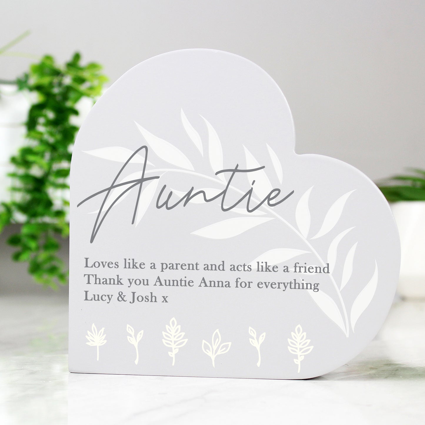 Personalised Leaf Decor Free Standing Heart Ornament - image 3