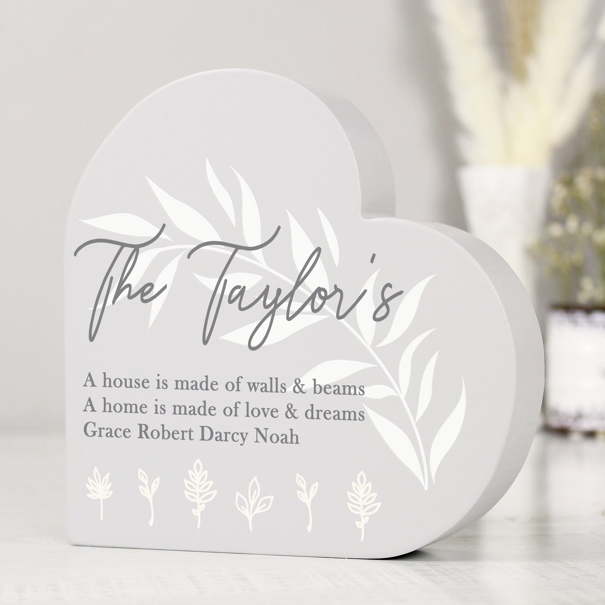 Personalised Leaf Decor Free Standing Heart Ornament - image 4