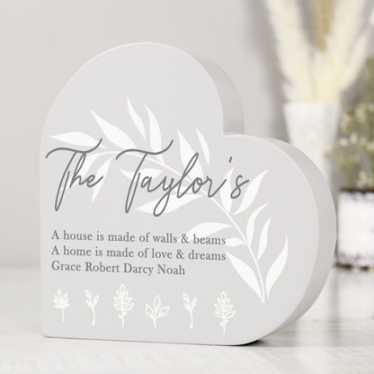 Personalised Leaf Decor Free Standing Heart Ornament - image 4