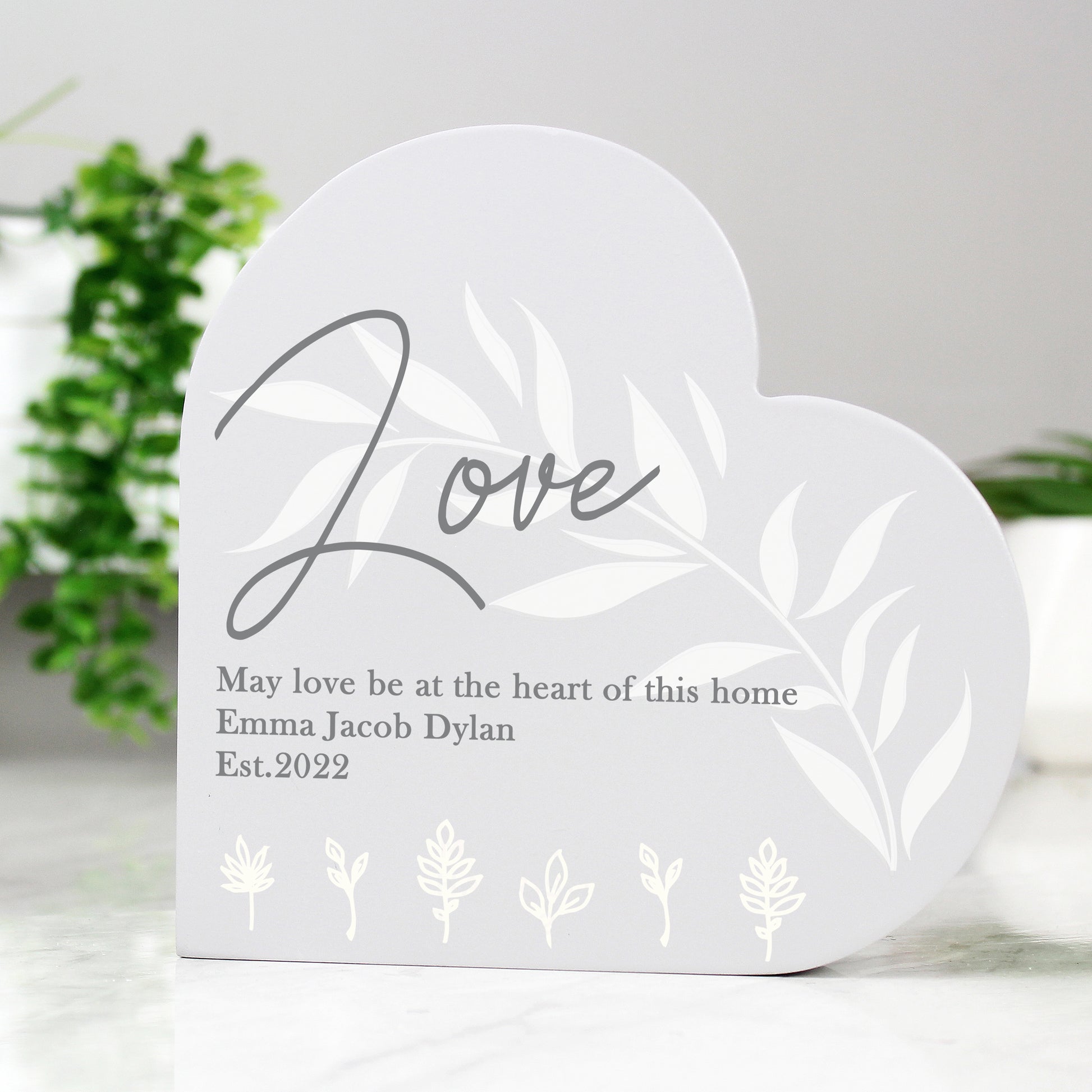 Personalised Leaf Decor Free Standing Heart Ornament - image 7