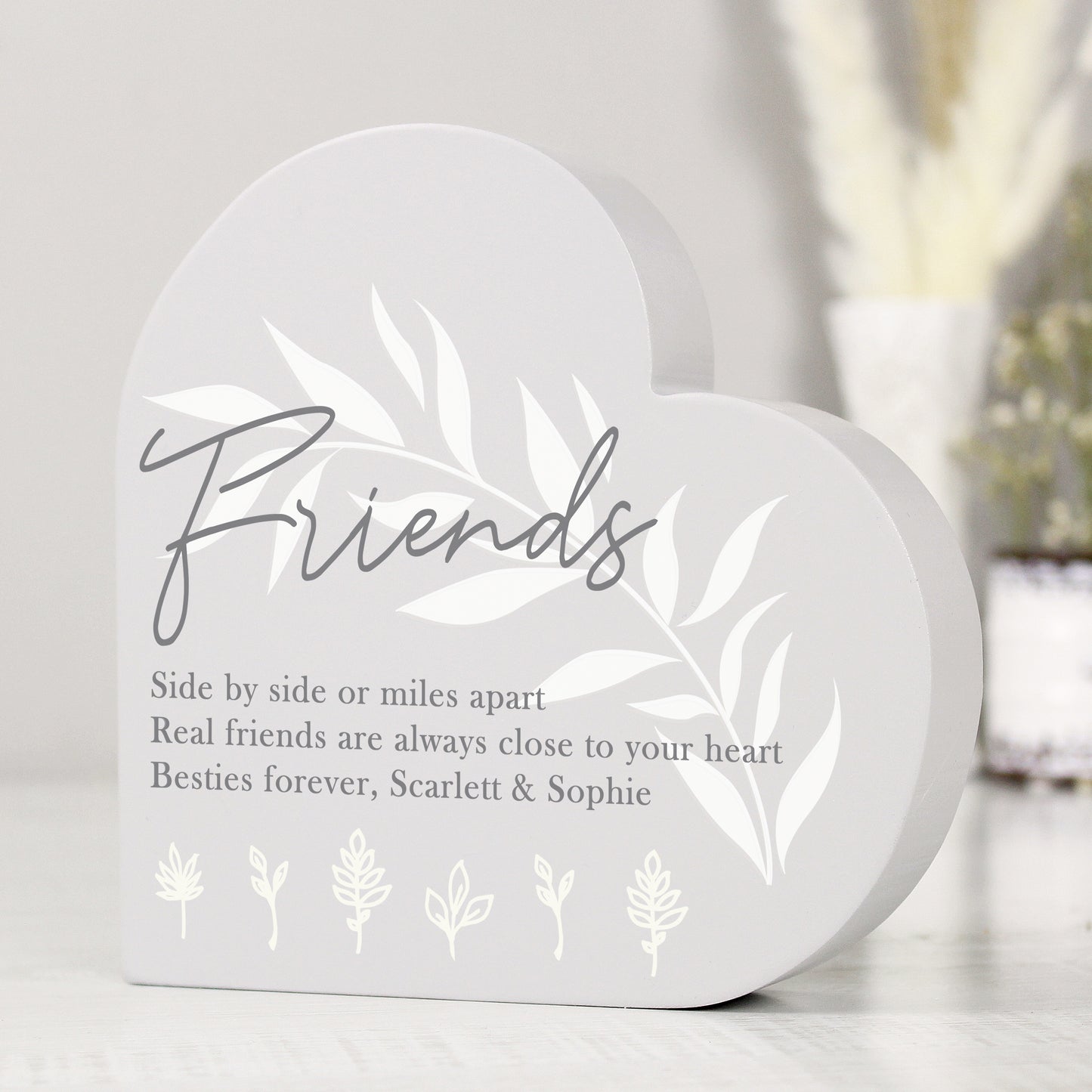 Personalised Leaf Decor Free Standing Heart Ornament - image 8