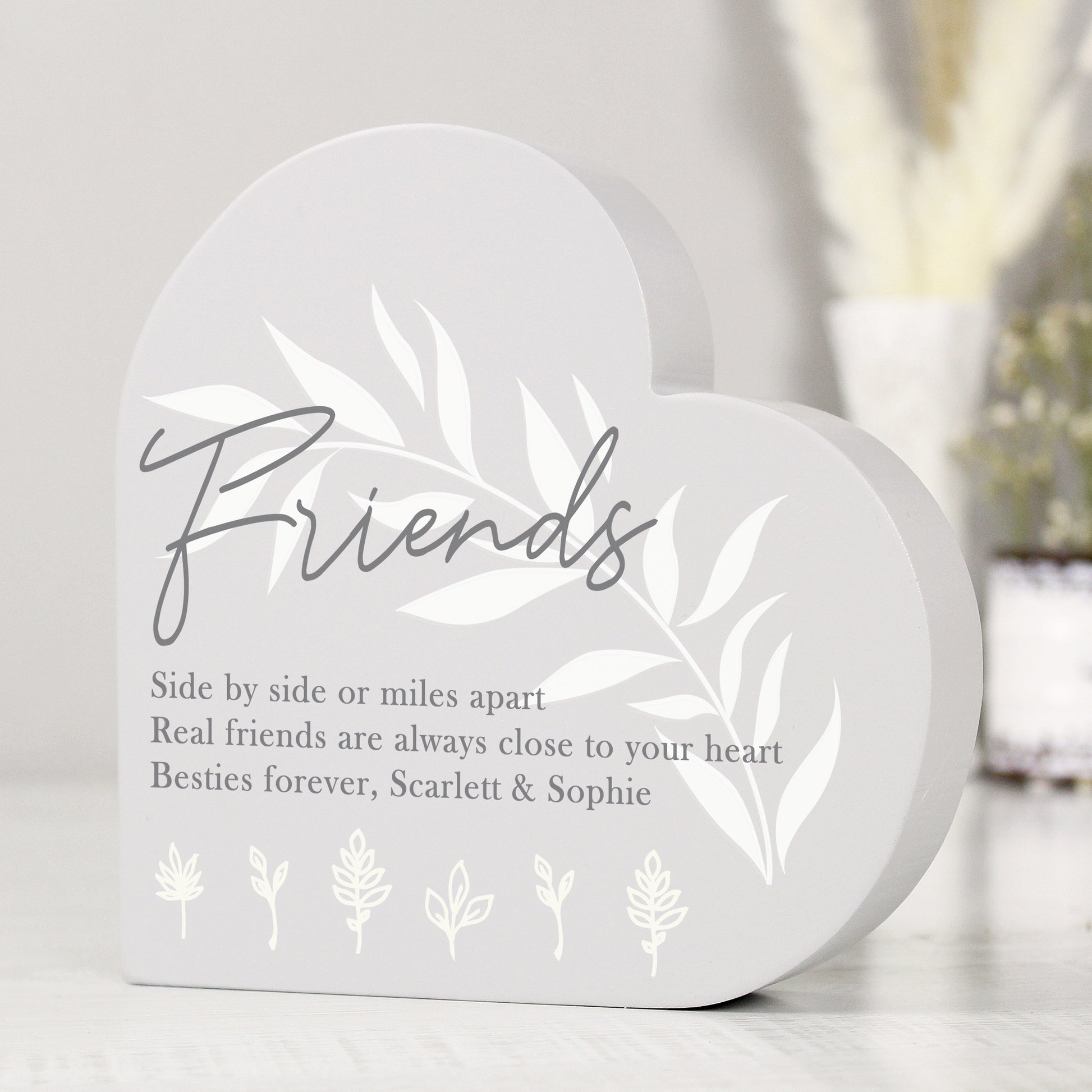 Personalised Leaf Decor Free Standing Heart Ornament - image 8