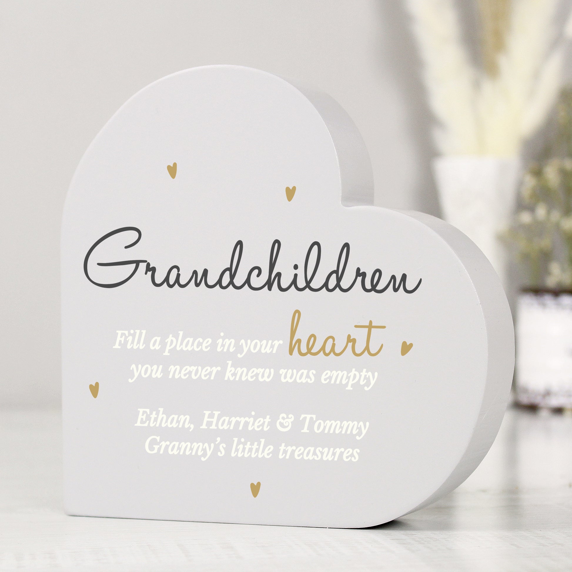 Personalised Grandchildren Free Standing Heart Ornament from Heartfelt Gifts