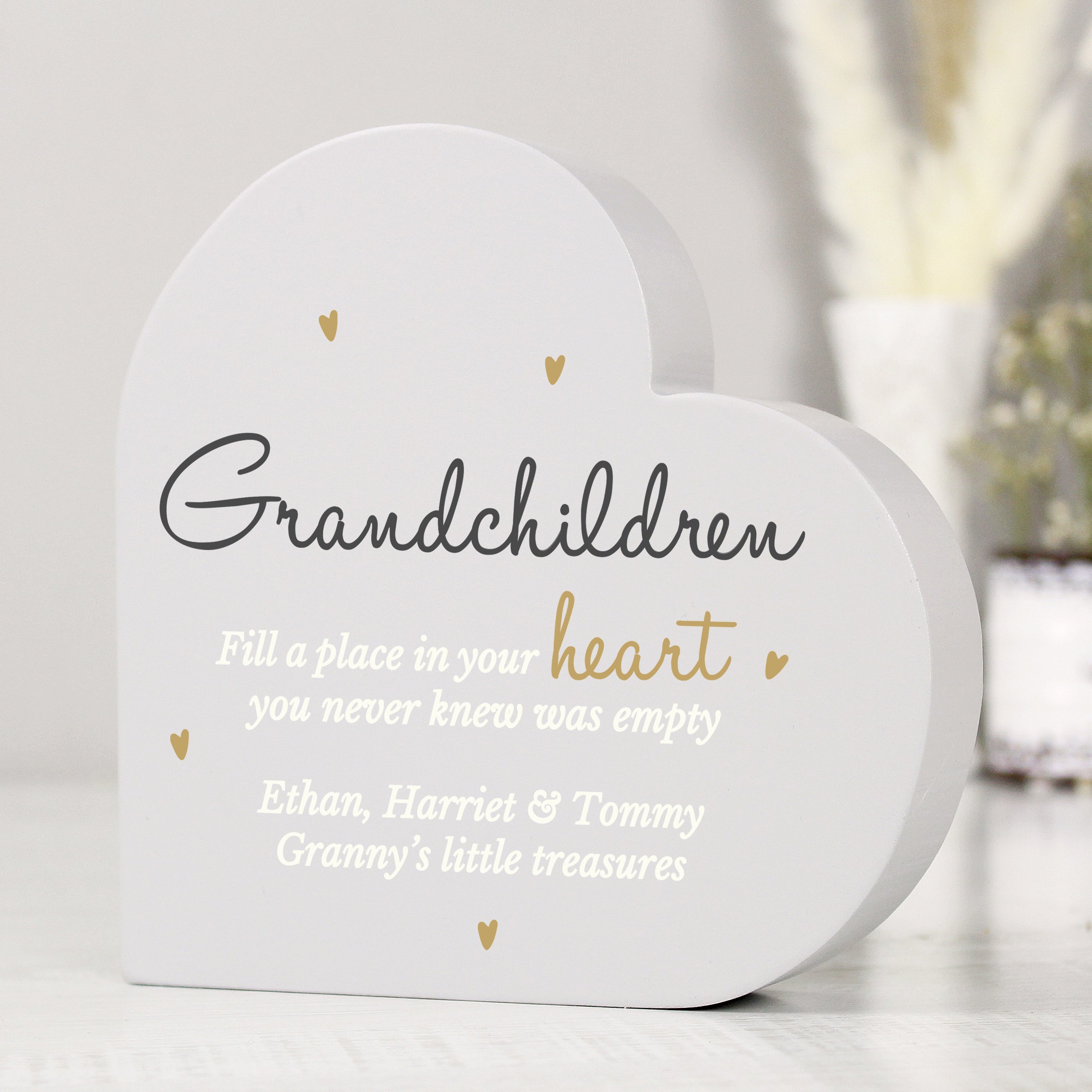 Personalised Grandchildren Free Standing Heart Ornament from Heartfelt Gifts