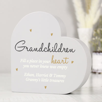 Personalised Grandchildren Free Standing Heart Ornament from Heartfelt Gifts