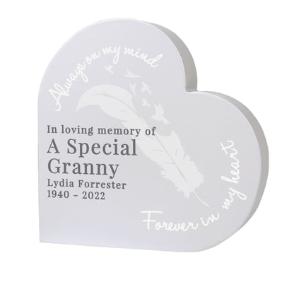 Personalised Feather Free Standing Heart Ornament - image 5