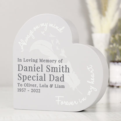 Personalised Feather Free Standing Heart Ornament - image 6