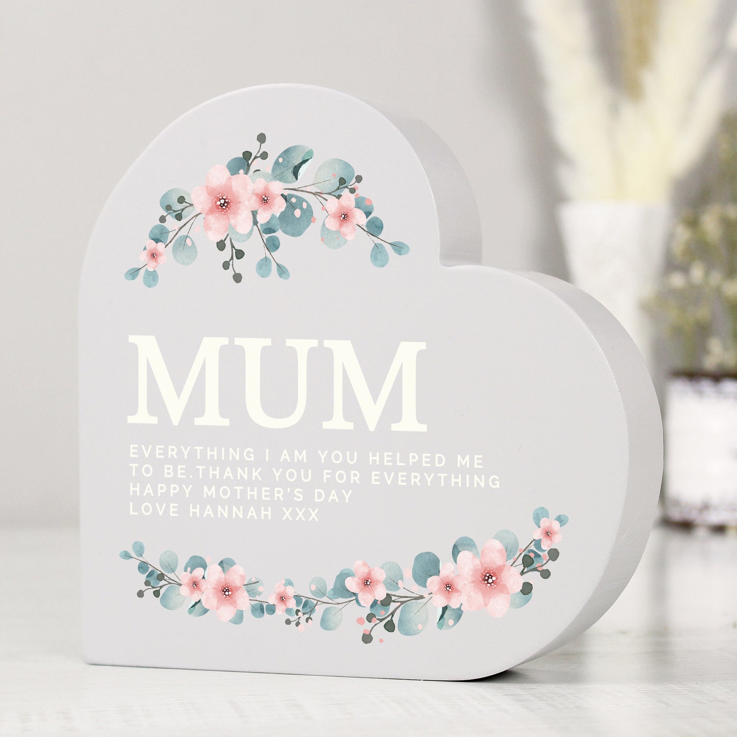 Personalised Floral Free Standing Heart Ornament from Heartfelt Gifts