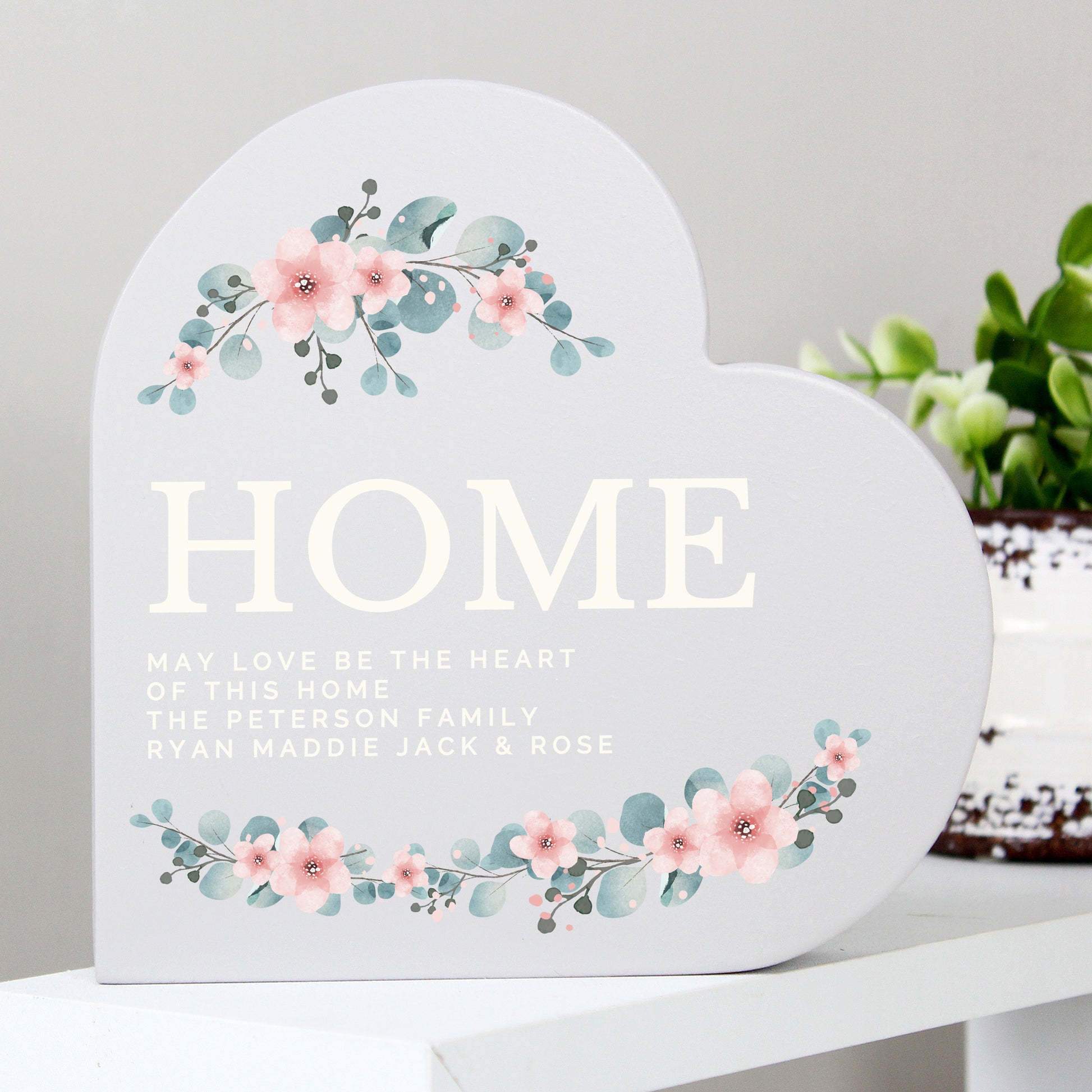 Personalised Floral Free Standing Heart Ornament - image 3