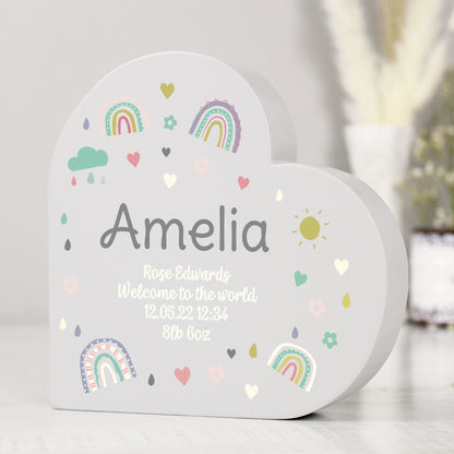 Personalised Rainbow Free Standing Heart ornament from Heartfelt Gifts