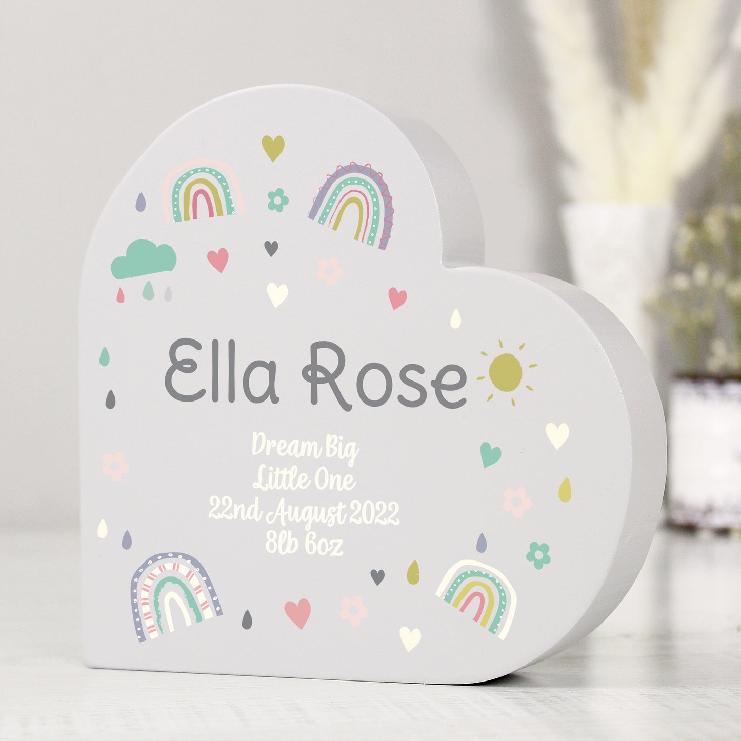 Personalised Rainbow Free Standing Heart ornament - image 3