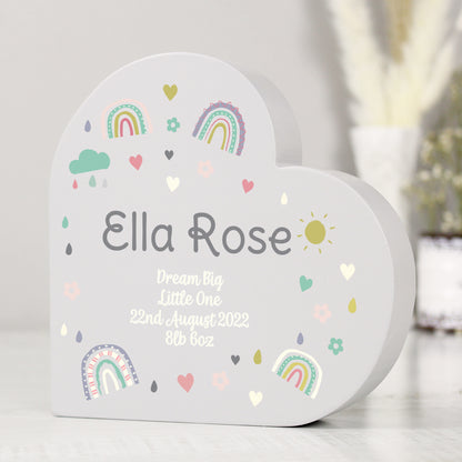 Personalised Rainbow Free Standing Heart ornament - image 3