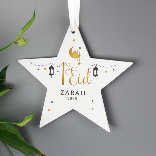 Personalised 1st Eid Wooden Star Decoration - image 2