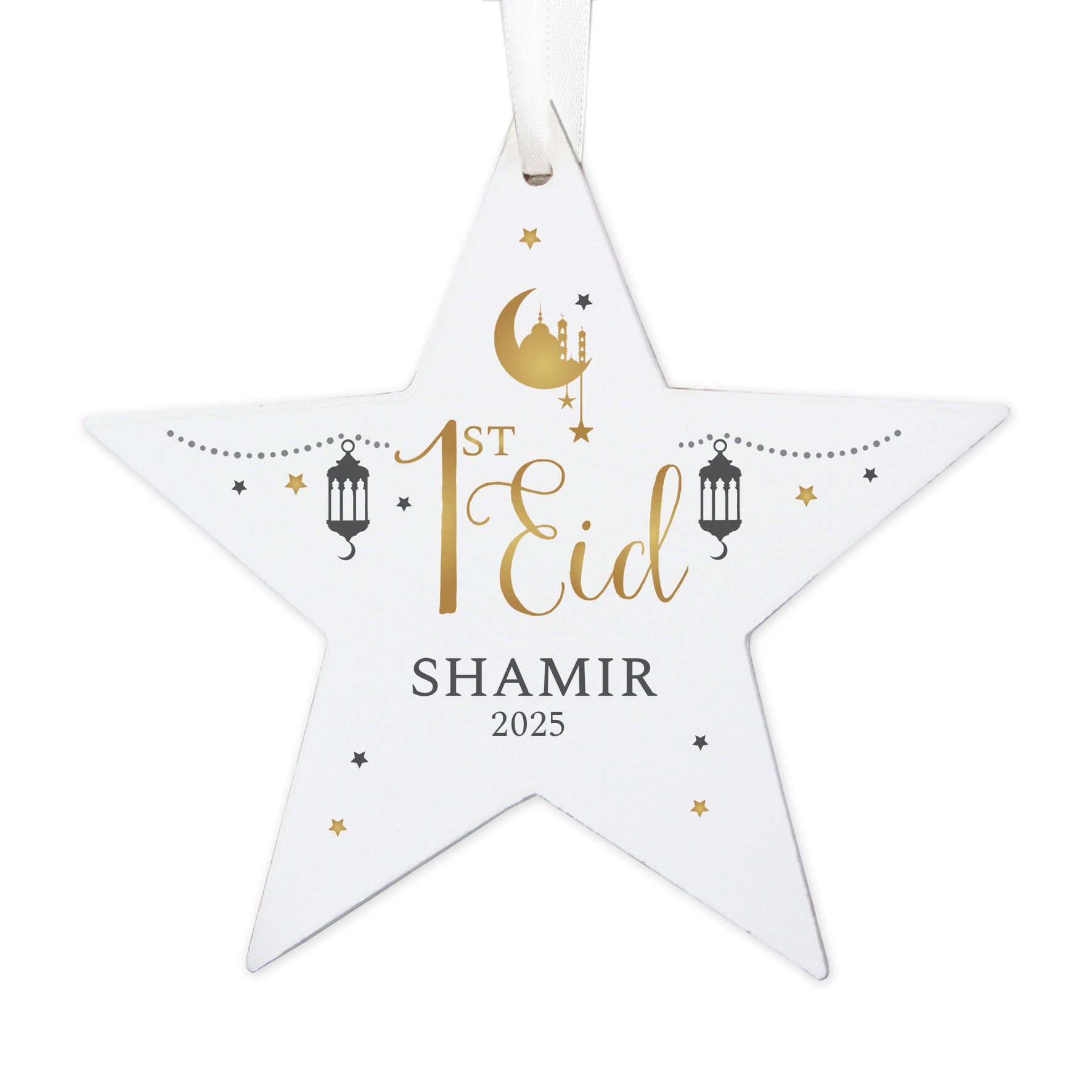 Personalised 1st Eid Wooden Star Decoration - image 5