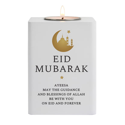 Personalised Eid and Ramadan White Wooden Tea light Holder - image 5