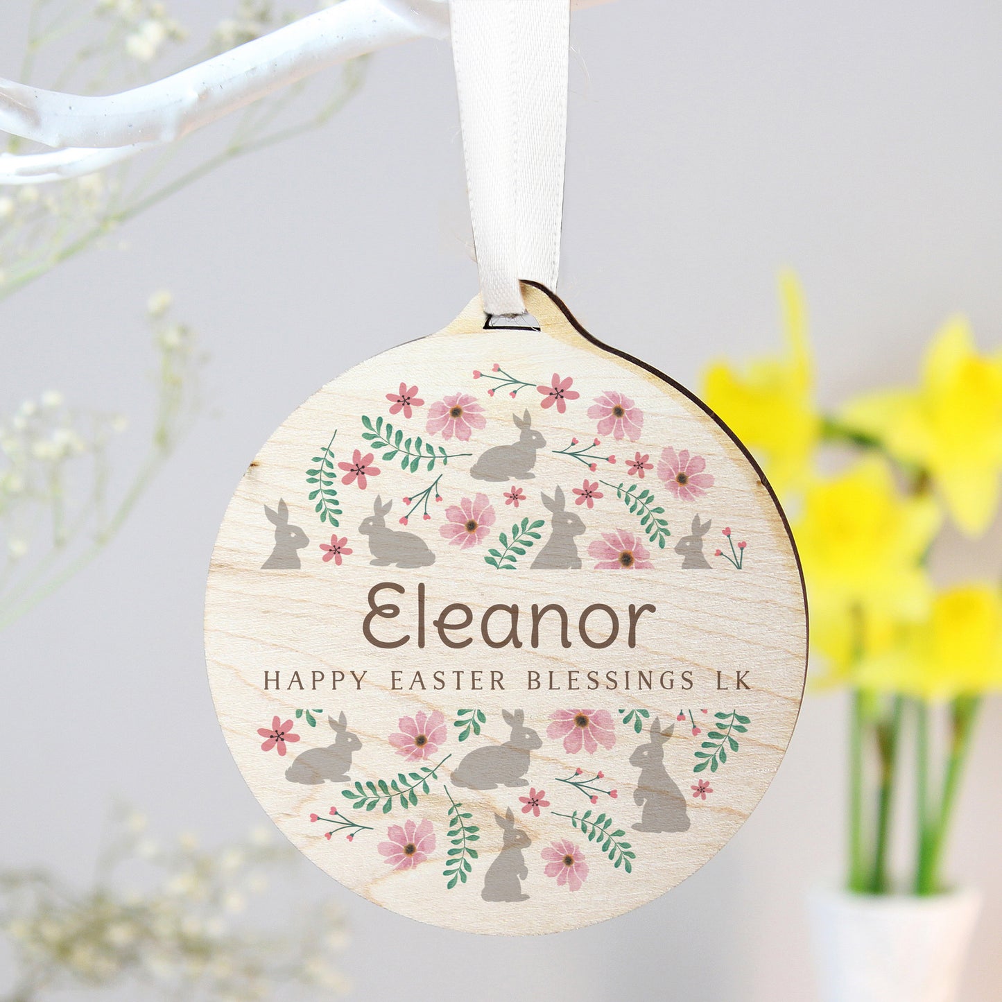 Personalised Floral Easter Tree Wooden Decoration - image 2