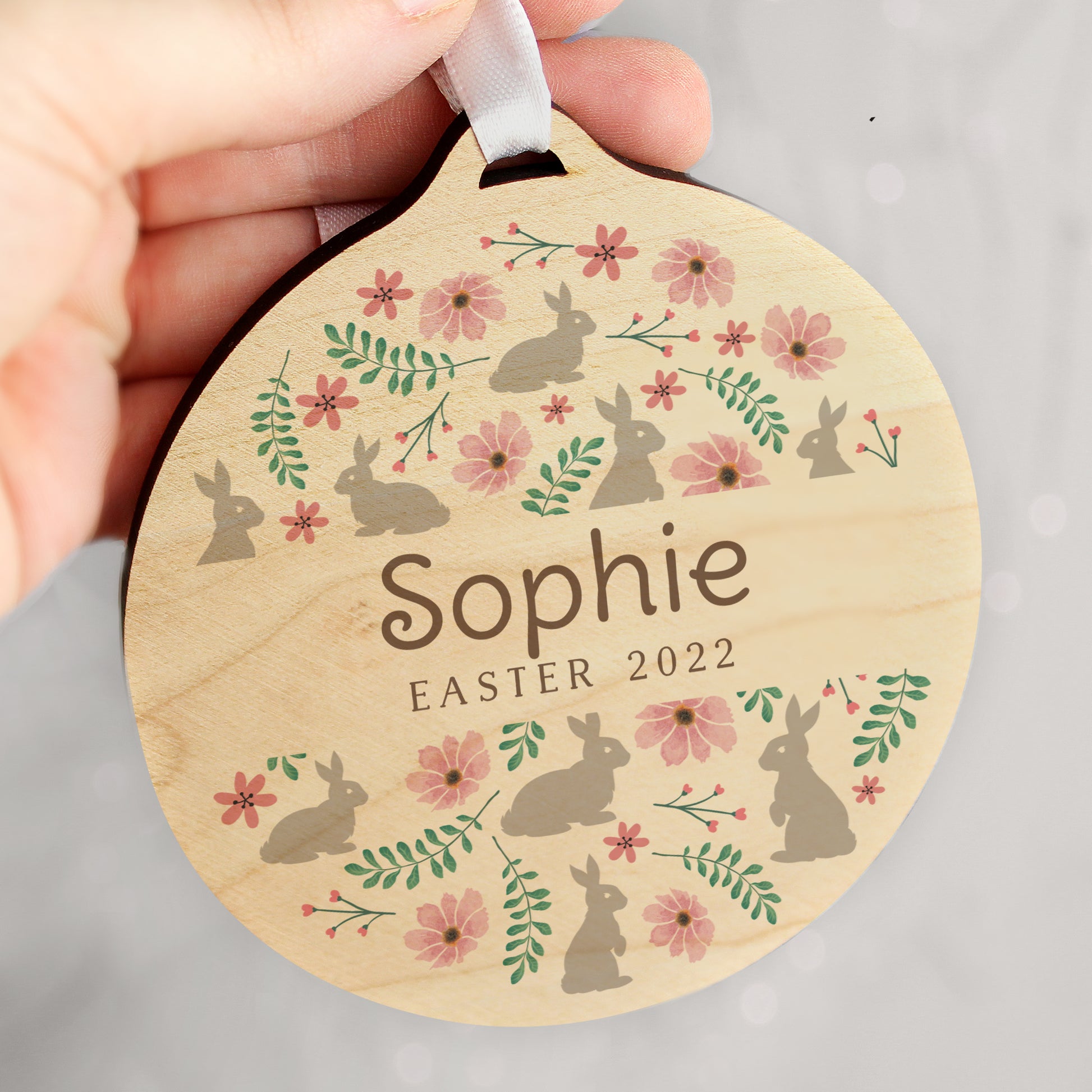 Personalised Floral Easter Tree Wooden Decoration - image 3