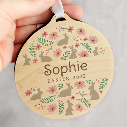 Personalised Floral Easter Tree Wooden Decoration - image 3