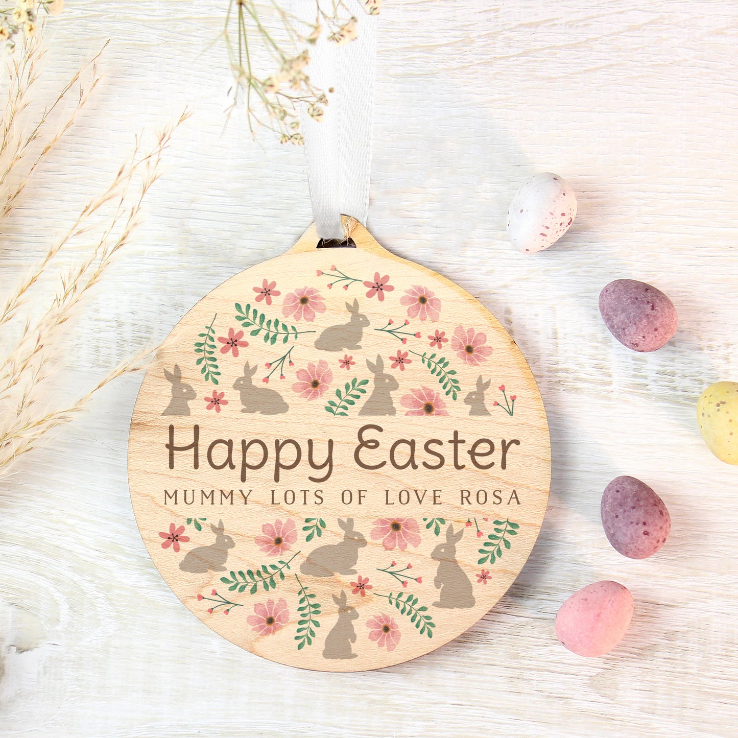 Personalised Floral Easter Tree Wooden Decoration - image 4