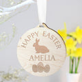 Personalised Easter Bunny Round Wooden Decoration from Heartfelt Gifts
