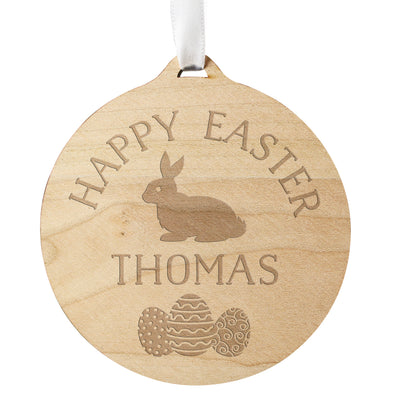 Personalised Easter Bunny Round Wooden Decoration - image 5