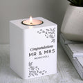 Personalised Floral Leaf White Wooden Tea Light Holder from Heartfelt Gifts