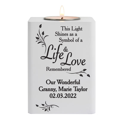 Personalised Life & Love White Wooden Tea Light Holder - image 5
