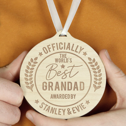 Personalised Officially The Best Round Wooden Medal - image 2