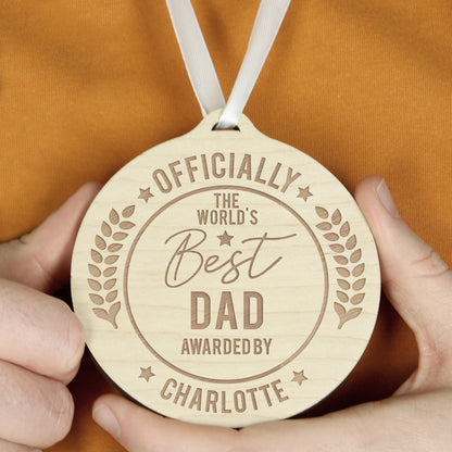 Personalised Officially The Best Round Wooden Medal - image 4