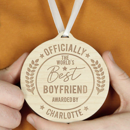 Personalised Officially The Best Round Wooden Medal - image 7