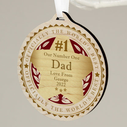 Personalised Number 1 Round Wooden Medal - image 4