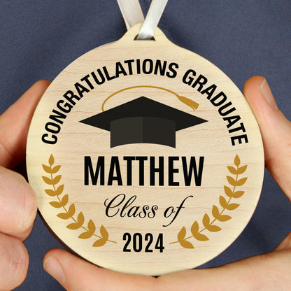 Personalised Graduation Round Wooden Decoration - image 3