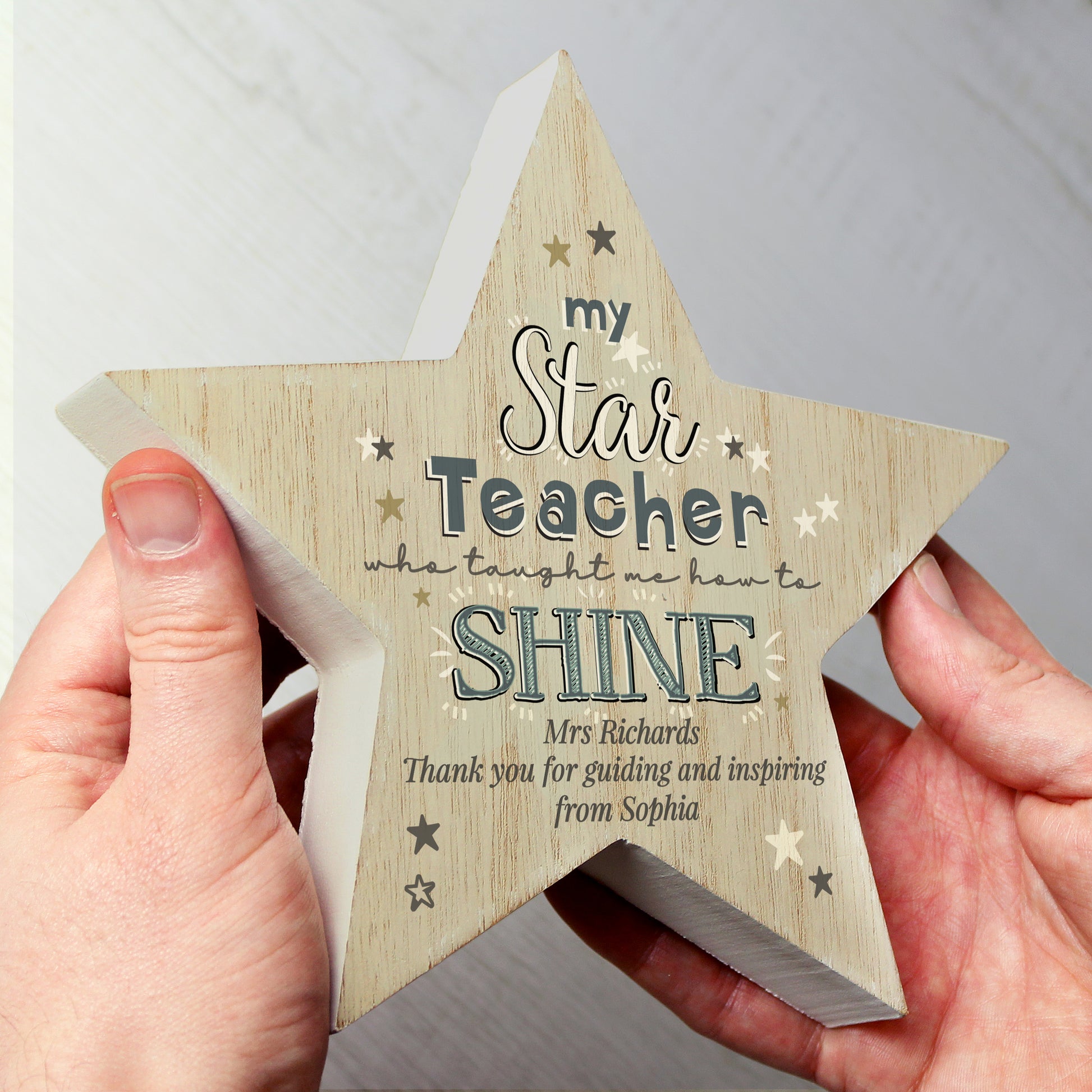 Personalised My Star Teacher Rustic Wooden Star Decoration from Heartfelt Gifts