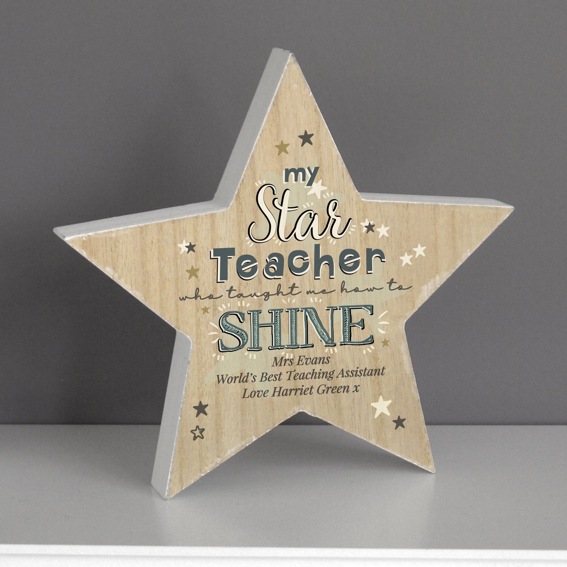 Personalised My Star Teacher Rustic Wooden Star Decoration - image 2