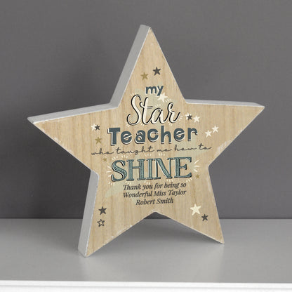 Personalised My Star Teacher Rustic Wooden Star Decoration - image 4