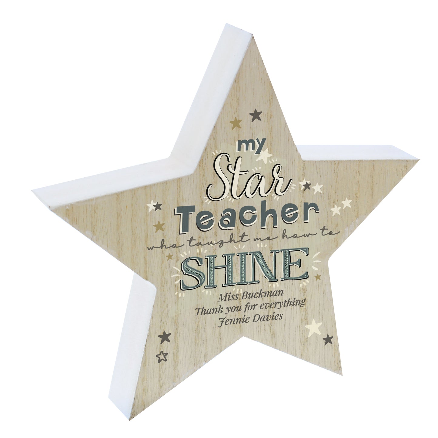 Personalised My Star Teacher Rustic Wooden Star Decoration - image 5