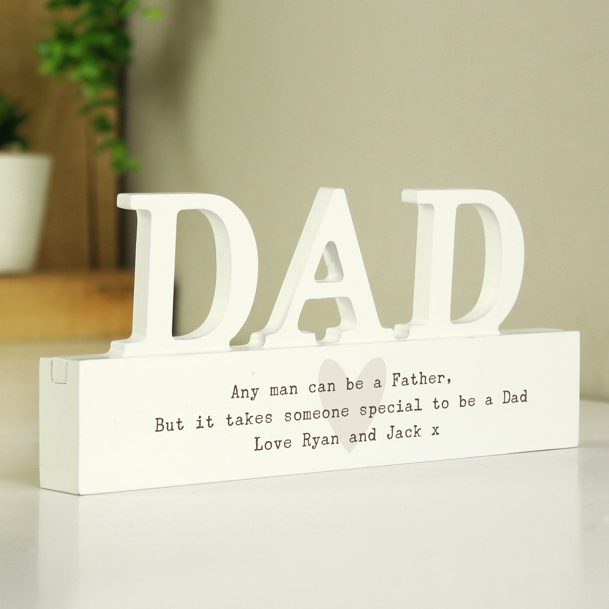 Personalised Free Text Heart Wooden Dad Ornament - image 2