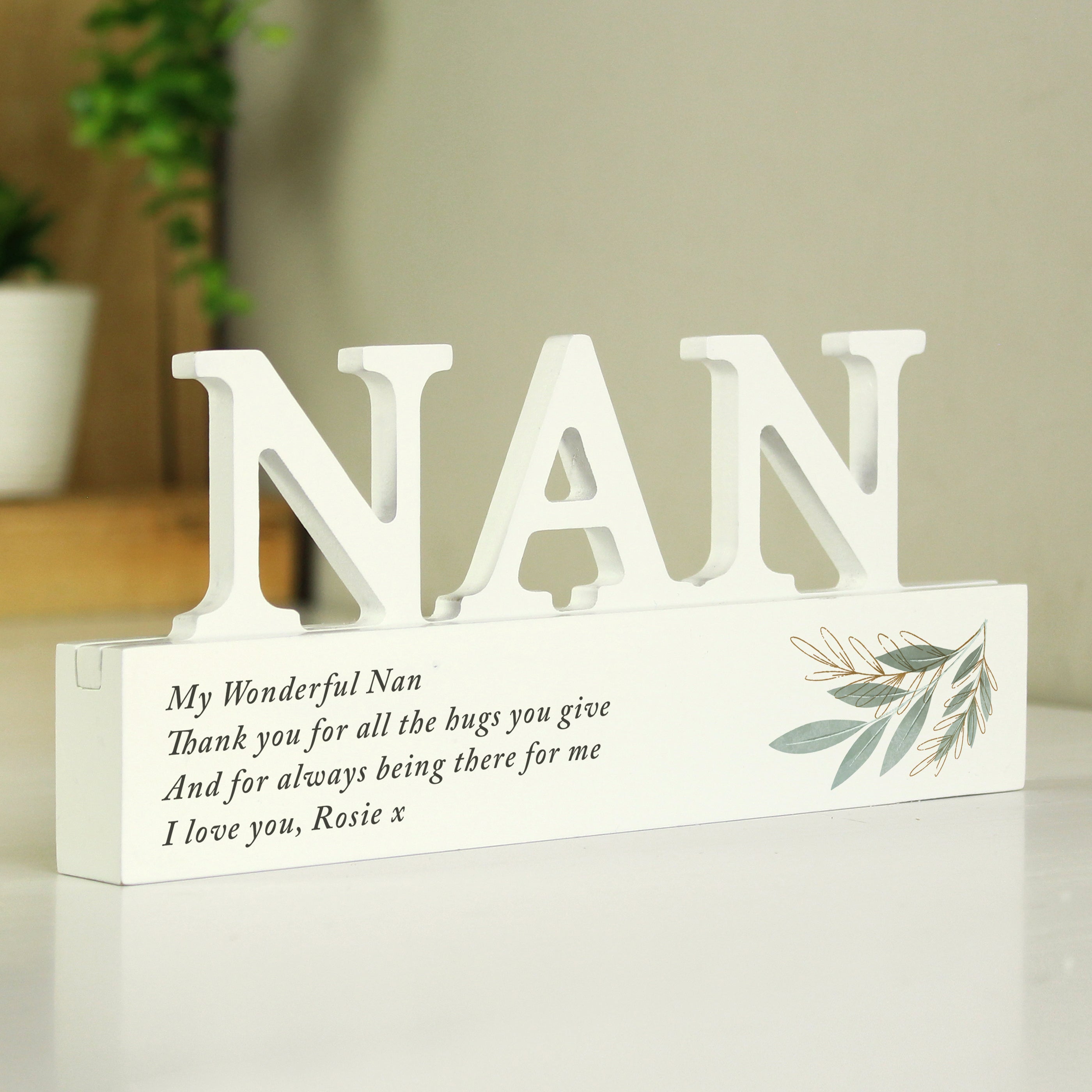 Personalised Botanical Wooden Nan Ornament from Heartfelt Gifts